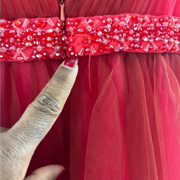 NWT Mac Duggal Beaded Belt Wrap Red Ombre Sleeveless Ballgown 0 - Picture 8 of 10